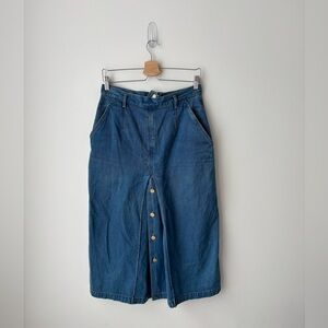 Vintage Lizwear Denim Midi Skirt Button Front High Waist 90s Jean Skirt